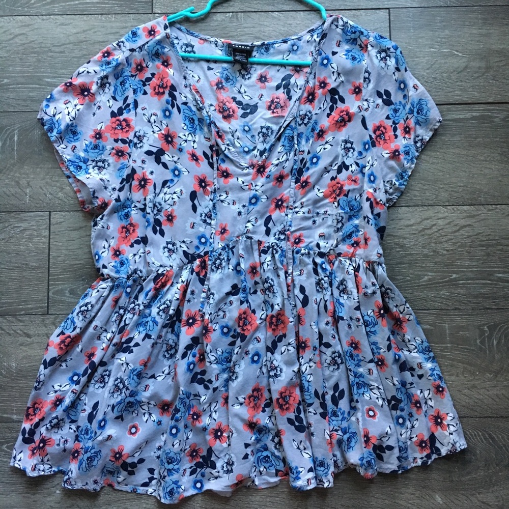 Torrid floral print babydoll top